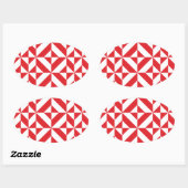 Sticker Ovale Tchry Red Geometric Deco Cube Pattern (Feuille)