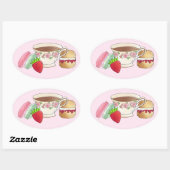 Sticker Ovale Tea Party Macarons Tea Party Scone (Feuille)
