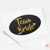 Sticker Ovale Team Bride Cœur Doré (Enveloppe)