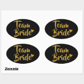 Sticker Ovale Team Bride Cœur Doré (Feuille)