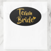Sticker Ovale Team Bride Cœur Doré (Sac)