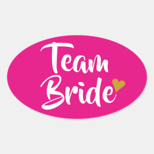 Sticker Ovale Team Bride Cœur Doré