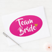 Sticker Ovale Team Bride Cœur Doré (Enveloppe)
