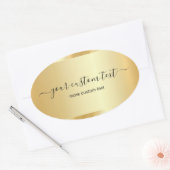 Sticker Ovale Template Gold Calligraphy Script Your Custom Text (Enveloppe)