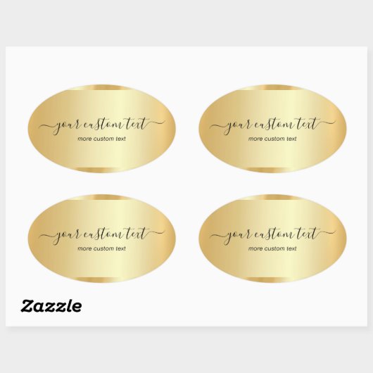Sticker Ovale Template Gold Calligraphy Script Your Custom Text (Feuille)