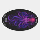Sticker Ovale Tentacles gothiques pourpres Mer Kraken Octopus (Devant)