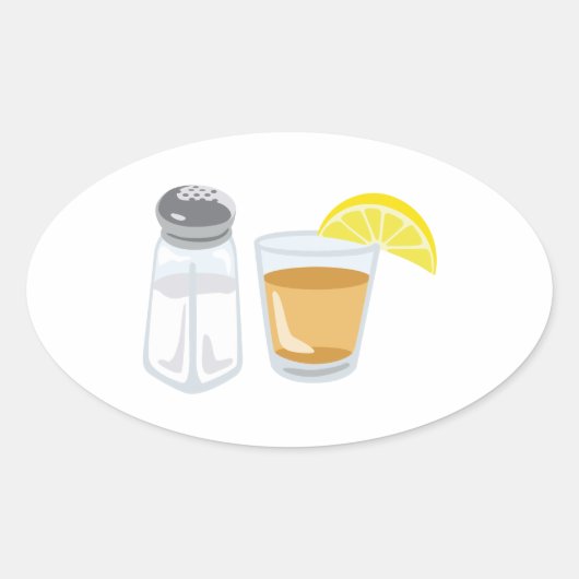 Sticker Ovale Tequila Boire Verre Sel Shaker Lemon (Devant)