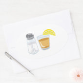 Sticker Ovale Tequila Boire Verre Sel Shaker Lemon (Enveloppe)