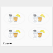 Sticker Ovale Tequila Boire Verre Sel Shaker Lemon (Feuille)