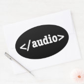 Sticker Ovale Terminer le code HTML5 audio (Enveloppe)