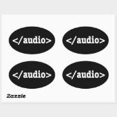 Sticker Ovale Terminer le code HTML5 audio (Feuille)