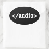 Sticker Ovale Terminer le code HTML5 audio (Sac)