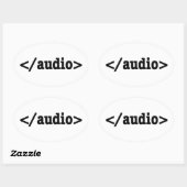 Sticker Ovale Terminer le code HTML5 audio (Feuille)