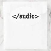 Sticker Ovale Terminer le code HTML5 audio (Sac)