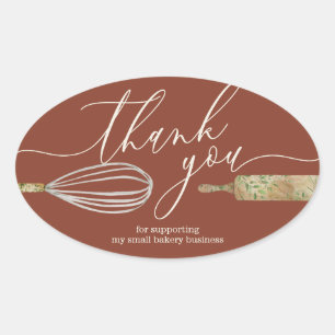 Sticker Ovale Terracotta ivoire Merci Boulangerie Petite Entrepr