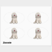 Sticker Ovale Terrier Tibétain (blanc) (Feuille)