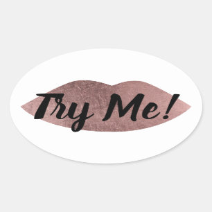 Sticker Ovale Tester produit Exemple Essayer Me Rose Gold Lièvre