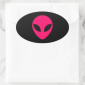 Sticker Ovale Tête d'Alien rose vif (Sac)