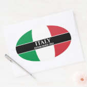 Sticker Ovale Texte Blanc Italie Établi Drapeau 1861 (Enveloppe)