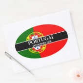 Sticker Ovale Texte Blanc Portugal Établi 1128 Drapeau (Enveloppe)