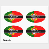 Sticker Ovale Texte Blanc Portugal Établi 1128 Drapeau (Feuille)