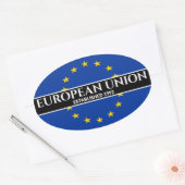 Sticker Ovale Texte blanc Union européenne Fondée Drapeau 1992 (Enveloppe)