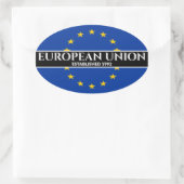 Sticker Ovale Texte blanc Union européenne Fondée Drapeau 1992 (Sac)