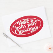 Sticker Ovale Texte de Noël Holly Jolly (Enveloppe)