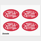 Sticker Ovale Texte de Noël Holly Jolly (Feuille)