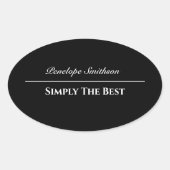 Sticker Ovale Texte et couleurs personnalisables Noir et blanc d (Devant)