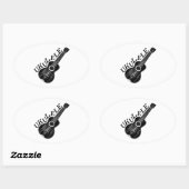 Sticker Ovale Texte Et Image Ukulele (Feuille)