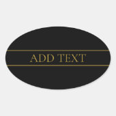 Sticker Ovale Texte et lignes Gold personnalisables (Devant)