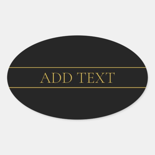 Sticker Ovale Texte et lignes Gold personnalisables (Devant)