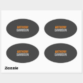 Sticker Ovale Texte gras orange gris mignon parfait alternatif (Feuille)