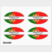 Sticker Ovale Texte noir Portugal établi 1128 Drapeau (Feuille)