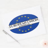 Sticker Ovale Texte noir Union européenne Fondée Drapeau 1992 (Enveloppe)