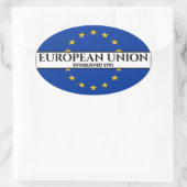 Sticker Ovale Texte noir Union européenne Fondée Drapeau 1992 (Sac)