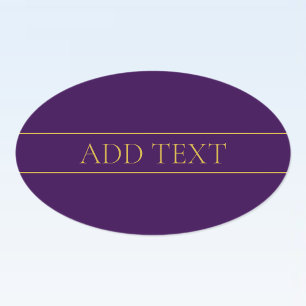 Sticker Ovale Texte personnalisable élégant   Or et violet foncé