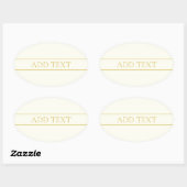 Sticker Ovale Texte personnalisable élégant simple | Or blanc ca (Feuille)