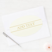 Sticker Ovale Texte personnalisable simple et élégant | Or blanc (Enveloppe)