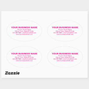 Sticker Ovale Textes de la plaine rose Marque d'affaires sur bla