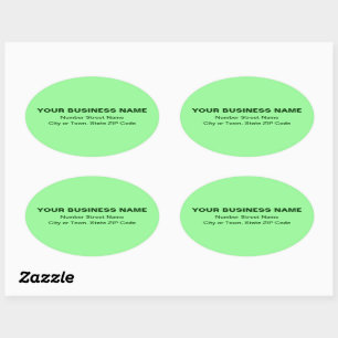 Sticker Ovale Textes ordinaires Adresse professionnelle sur Vert