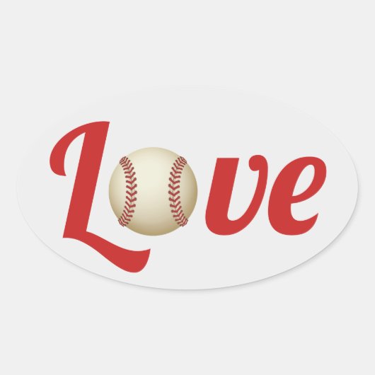 Sticker Ovale Thème De Baseball Sports Amour Mariage Faveur (Devant)