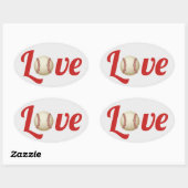 Sticker Ovale Thème De Baseball Sports Amour Mariage Faveur (Feuille)