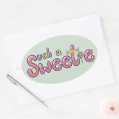 Sticker Ovale Thème de bonbons Kawaii (Enveloppe)