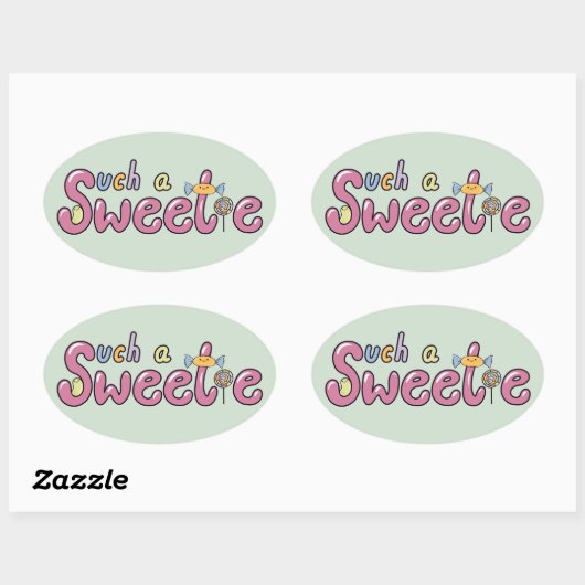 Sticker Ovale Thème de bonbons Kawaii (Feuille)