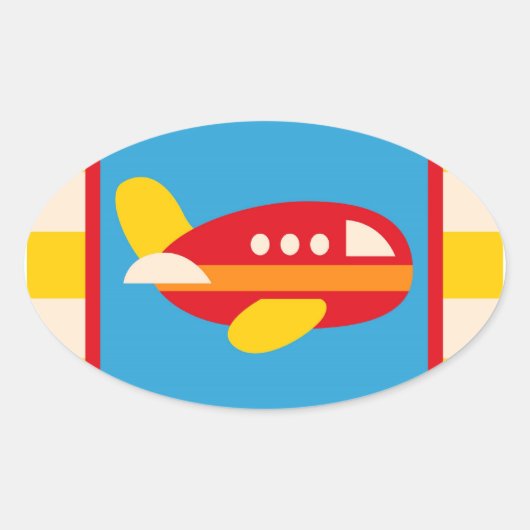 Sticker Ovale Thème de transport d'avion mignon cadeaux pour enf (Devant)