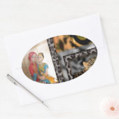 Sticker Ovale Tigre & Couple Impression d'art (Enveloppe)