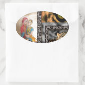 Sticker Ovale Tigre & Couple Impression d'art (Sac)