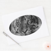 Sticker Ovale Tigre noir et blanc (Enveloppe)